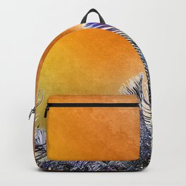Tropical Vibes Palm Fronds with Vibrant Grunge Style Dark Yellow Backpack | Grungestyle, Warmcolor, Amber, Darkyellow, Tropical, Vibrant, Grunge, Yellow, Grungy, Vibrantyellow 