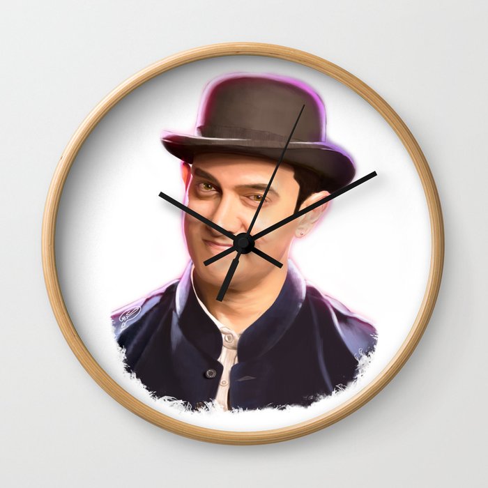 Aamir khan portrait Digital Panting Wall Clock