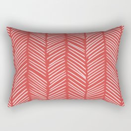 Coral Red Herringbone Rectangular Pillow