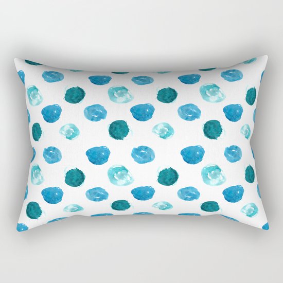 Blue watercolor polka dot pattern Rectangular Pillow
