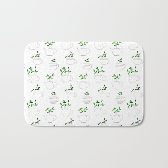 Tea plants in tea cups Bath Mat