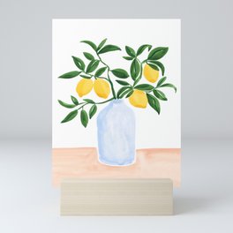 Lemon Tree Branch in a Vase Mini Art Print