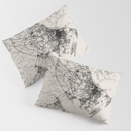 USA - Savannah - Black and White Map Drawing Pillow Sham