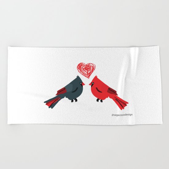 Birds In Love Beach Towel