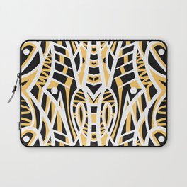 Charcoal White and Yellow Abstract Tribal Pattern Laptop Sleeve