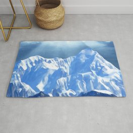 SUNLIGHT ON SNOW COVERED MOUNTAINS. Area & Throw Rug