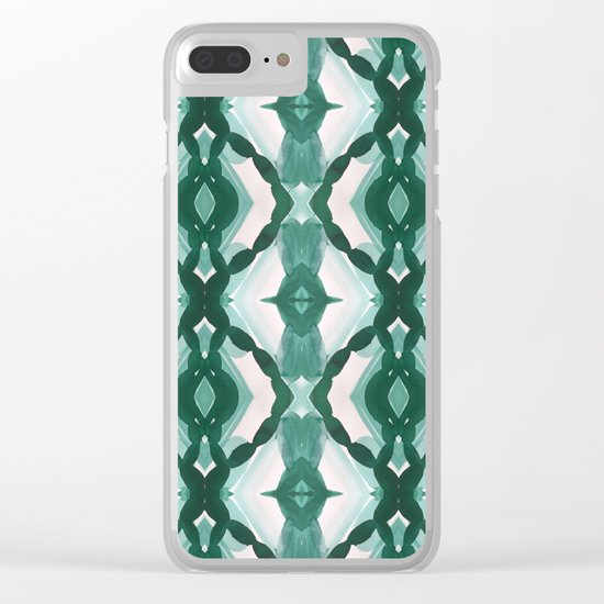 Watercolor Green Tile 1 Clear iPhone Case