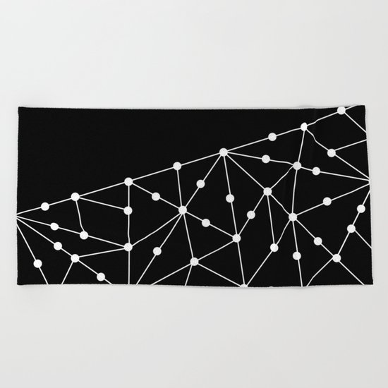Abstract black and white pattern. Mesh . Beach Towel