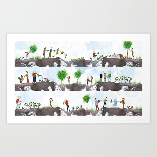 A DAY ON THE ALLOTMENT Art Print