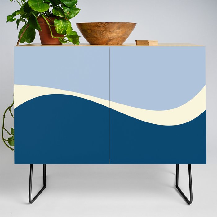Simple Waves 2 in Dark Blue, Light Blue and Cream Credenza