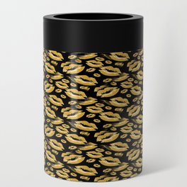 Two Kisses Collided Yellow Colored Lips Pattern Can Cooler