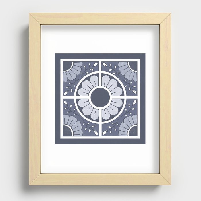 Blue Mandala Tile  Recessed Framed Print