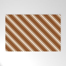 [ Thumbnail: Brown & Beige Colored Stripes Pattern Welcome Mat ]