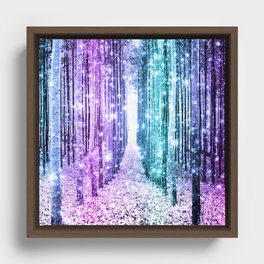 Magical Forest Lavender Aqua Teal Ombre Framed Canvas