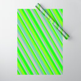 [ Thumbnail: Grey, Lime, Chartreuse, and Aquamarine Colored Lined/Striped Pattern Wrapping Paper ]