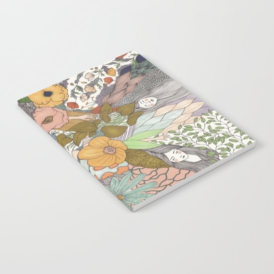 Falling Asleep in the Flowers Fine Art Print Notebook