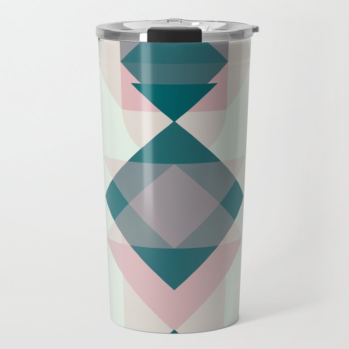 Nr. 1 Geometric Totem Pole Blush Pink and Green Travel Mug