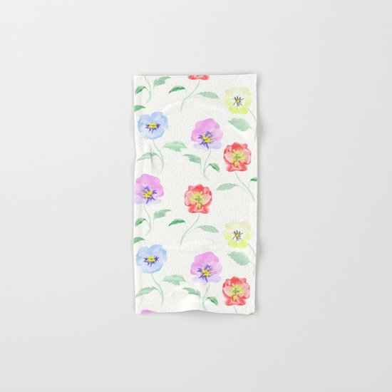 Colored Viola. Watercolor . Hand & Bath Towel