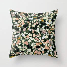 Pink and Green Terrazzo Throw Pillow