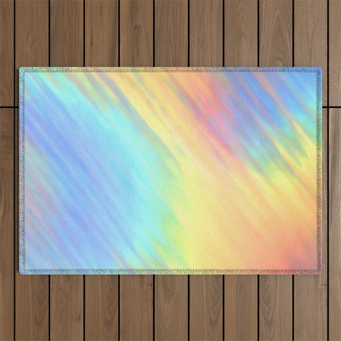 Modern Abstract Rainbow Iridescent Holographic Outdoor Rug