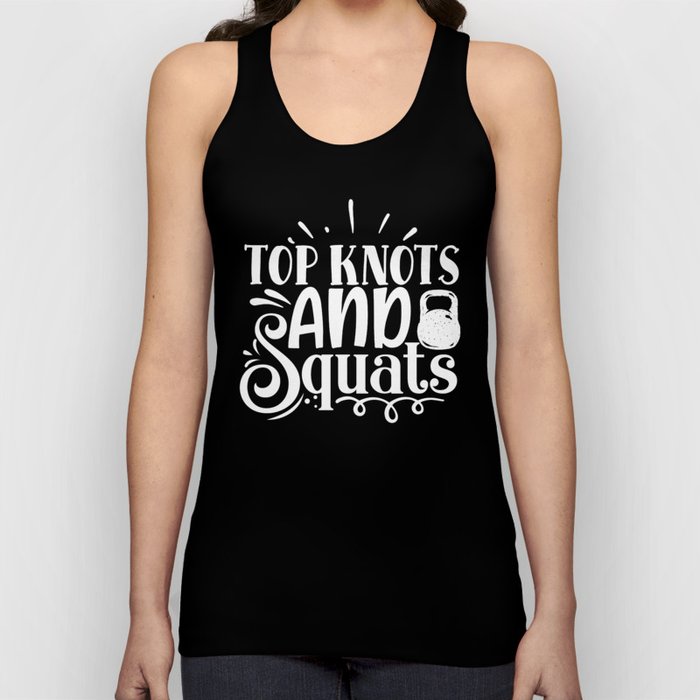 Top Knots And Squats Cool Gym Girls’ Slogan Tank Top