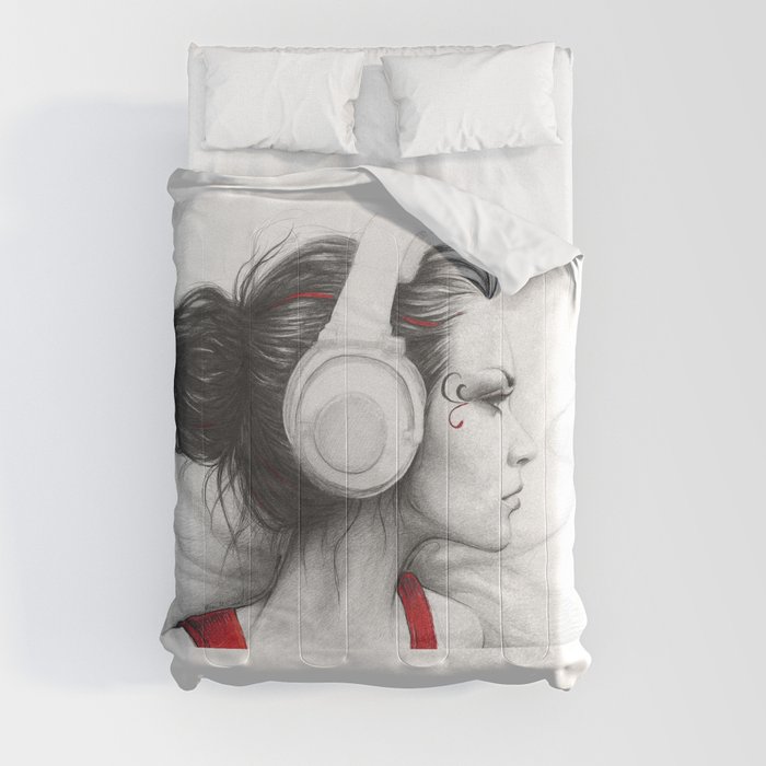 MUSIC Girl in Headphones Comforter