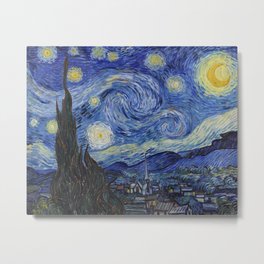 The Starry Night by Vincent van Gogh Metal Print | Moonlight, Blue, Vincent, Vangogh, Nature, Impressionist, Starry, Landscape, Painting, Sky 