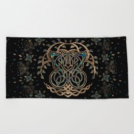 Butterfly and Tree of life Yggdrasil Beach Towel