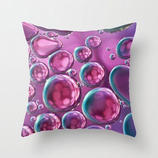 Sparkle Pink Oil & Water Abstract Throw Pillow