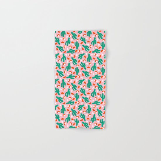 Red Hot - cactus southwest desert palm springs retro neon throwback 1980s style minimal plants Hand & Bath Towel