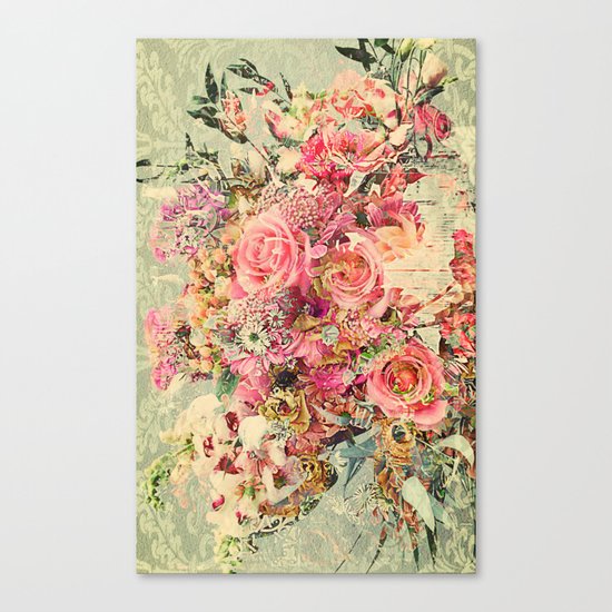 Classy Rococo floral woodpanel Canvas Print