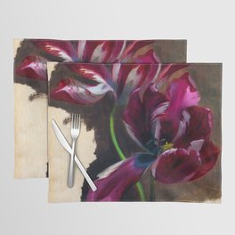 Study of a tulip in amethyst purple still life portrait floral painting for living room, kitchen, dinning room, bedroom home wall decor Placemat