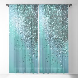 Aqua Blue OCEAN Glitter #1 (Faux Glitter) #shiny #decor #art #society6 Sheer Curtain