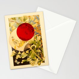 Japanese Ginkgo Hand Fan Vintage Illustration Stationery Cards