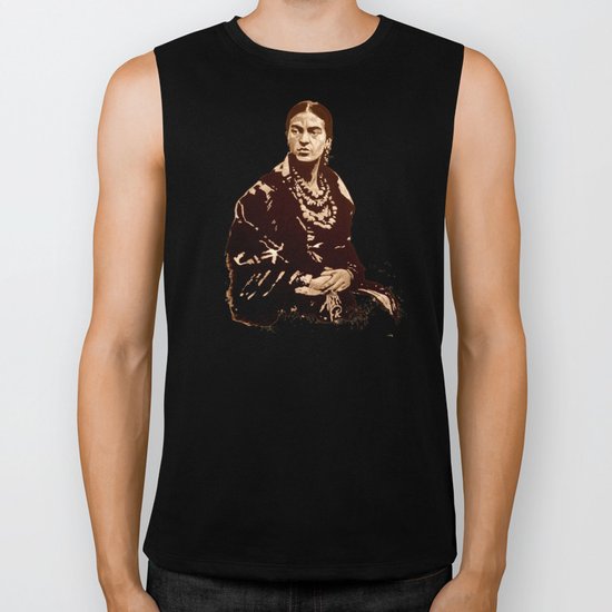 FRIDA - the mistress of ARTs - sepia version Biker Tank