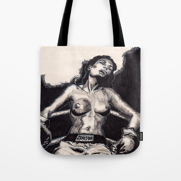 Knockout Tote Bag | Drawing, Illustration, Boxing, Ink, Sketch, Sketchart, Powerful-women, Mma, Fighter, Fight