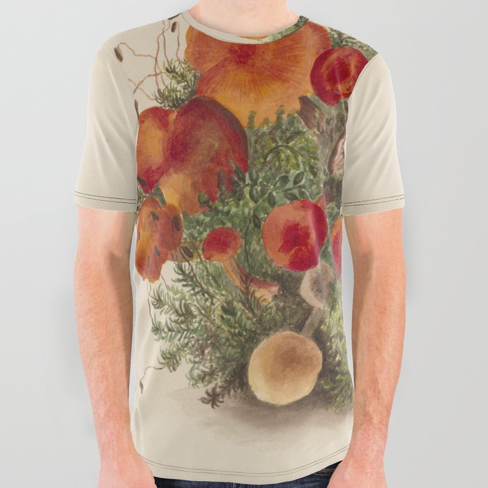 Vintage mushrooms All Over Graphic Tee