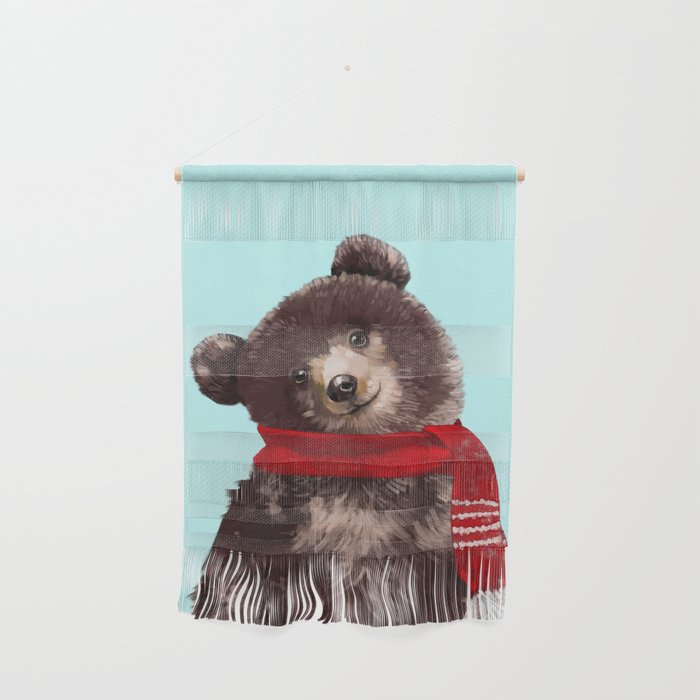 Baby bear in Christmas Mood Wall Hanging