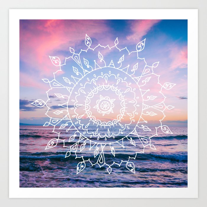 Mandala Sunset (Square Print) Art Print by Gaea Designed | Society6
