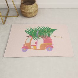 Pink Christmas rickshaw Area & Throw Rug