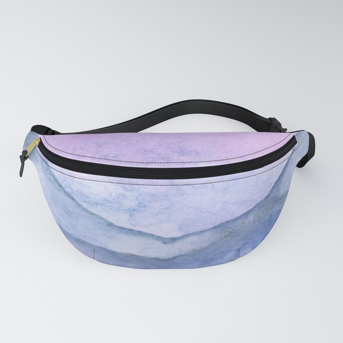 Purple Mountain Scape With Watercolor Fanny Pack