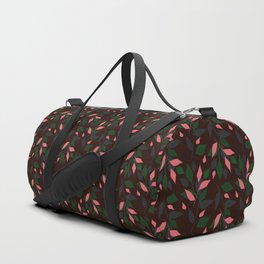 Chocolate brown, green and pink foliage Duffle Bag