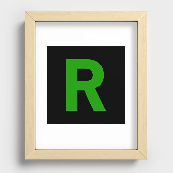 Letter R (Green & Black) Recessed Framed Print