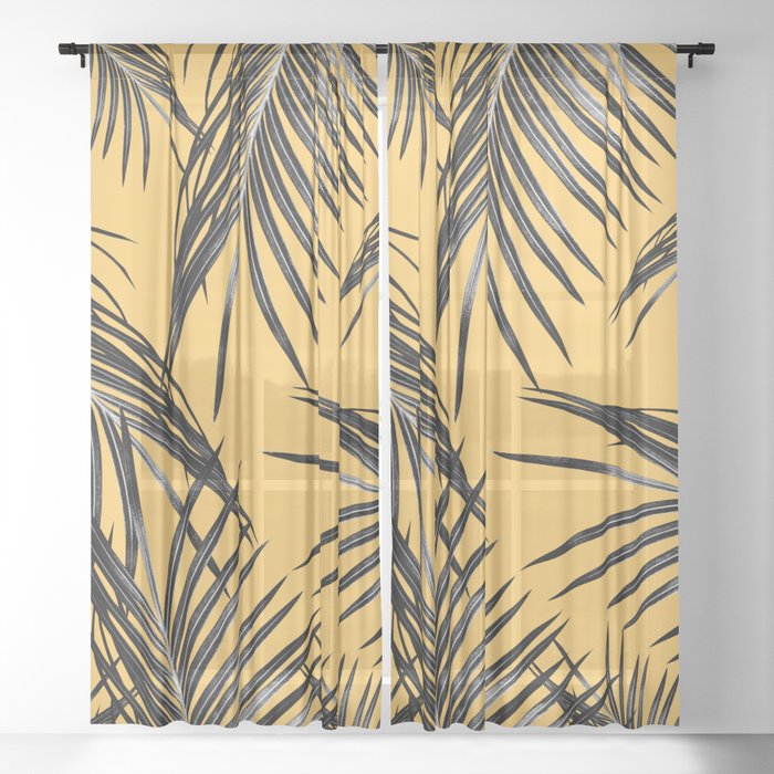 Black Palm Leaves Dream #6 #tropical #decor #art #society6 Sheer Curtain