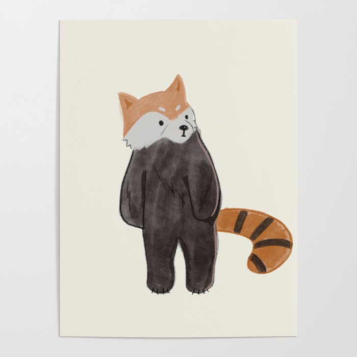 Cute Red Panda Drawing Pattern Poster By Marioyamadesign Society6