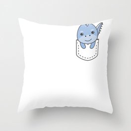 Dino In Pocket Cute Dinosaurs In Breast Pocket Throw Pillow