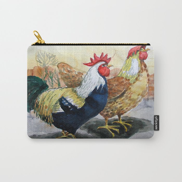 Rooster and Hen Carry-All Pouch