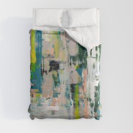 Imagine: A bright abstract painting in green, pink, and neon yellow by Alyssa Hamilton Art Duvet Cover