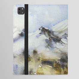 Snowy mountain watercolor landscape.  Fine art painting landscape artwork mountains snowy decor. iPad Folio Case