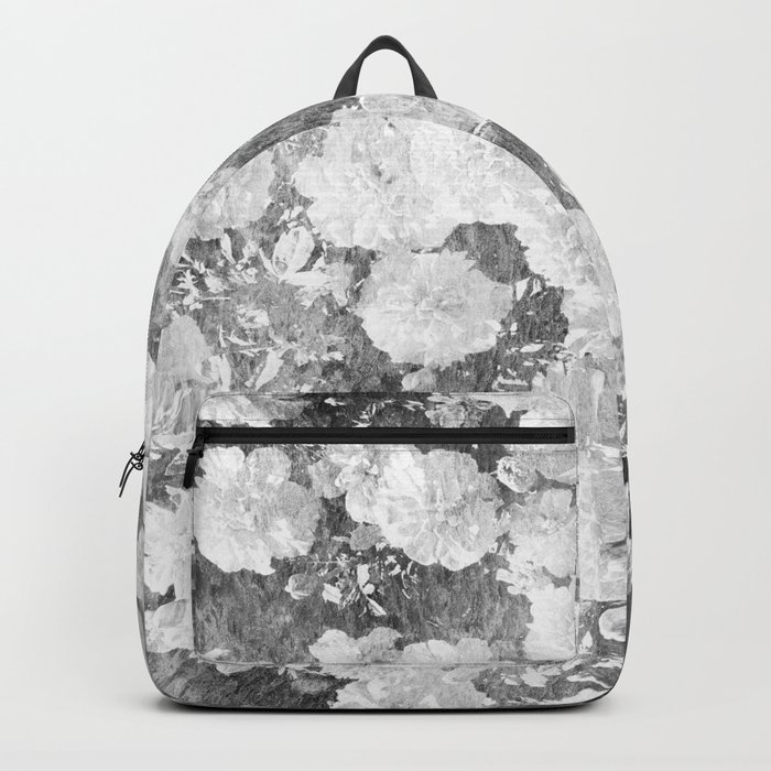 black and white floral vintage photo effect Backpack